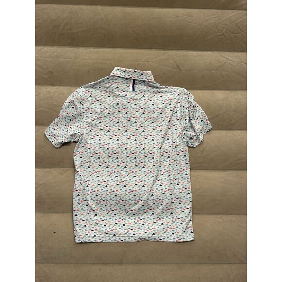 Rhoback Mens Medium Dinosaur Print Pattern Multicolor Golf Polo Shirt - Picture 6 of 7